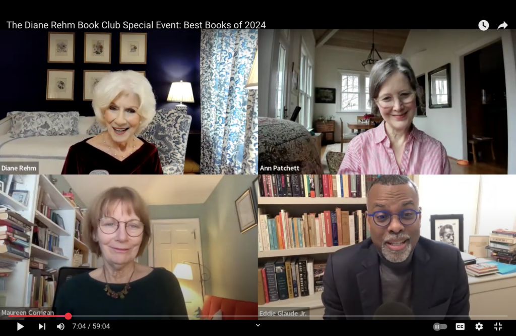 Diane hosted a discussion of the best books of 2024 with Ann Patchett, Eddie Glaude Jr., and Maureen Corrigan as part of her monthly book club.